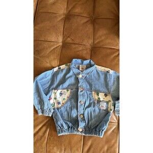 vintage 90s babar the elephant denim jacket red stitching kids size 6 rare